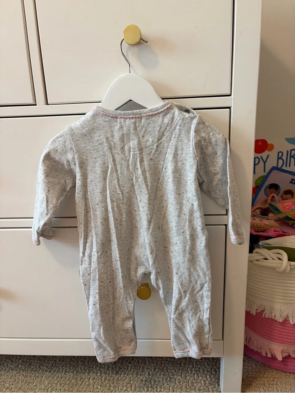 Albetta Baby 6-9 Months Gray Star Crown Romper Footless
